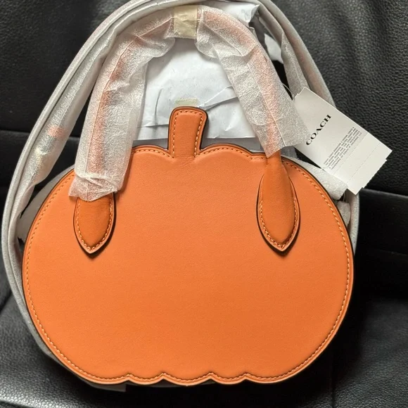 NWT Coach Orange Pumpkin Leather Bag CU868 - Picture 8 of 11